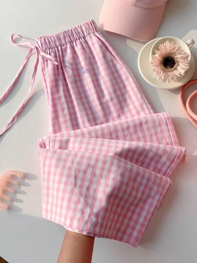 Comfortcana Damen Kontrast Karomuster Casual Hose