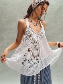 Bohemela 女士蕾丝宽松背心，适合春夏穿着 - 白色 - 查看 2