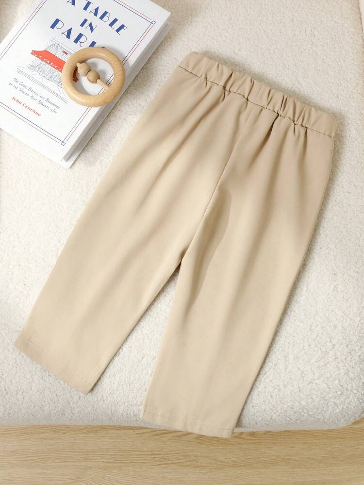 بنطلون أطفال صلب اللون كاجوال - لون مشمشي - مشاهدة 2