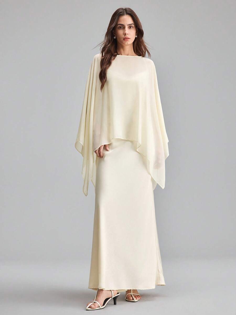 Ontre Đầm satin màu mơ mới năm 2026, phù hợp cho các bữa tiệc thành thị hiện đại, mùa tựu trường, đám cưới, thời trang thành thị tối giản thường ngày, phong cách Bohemian, kỳ nghỉ, lễ hội, đầm nữ trang trọng, đầm dự tiệc cưới, đầm satin cho phù dâu, đầm dự tiệc cưới. - Màu be - Xem 1