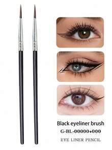 1PC All-In-One Makeup Brush - Eyebrow & Eyeliner Brush For Beginners, Teardrop Brush For Natural Line, Smudging, Concealer & Spoolie Blending - Black - View 7