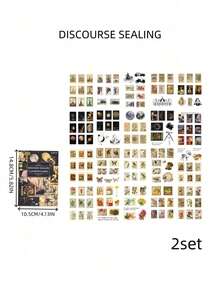 2套旧木纹浮膜拼贴贴纸书，防水宠物日记本材质创意贴纸书 - 均碼 - 查看 13