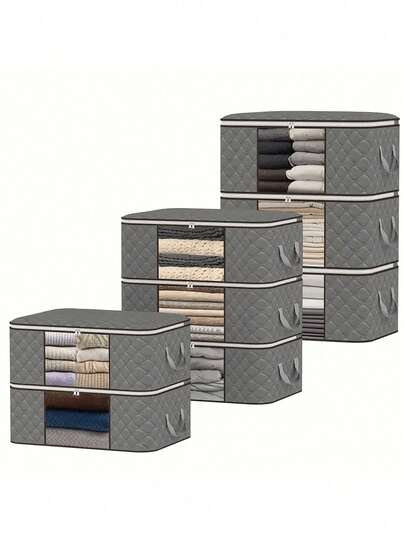 Túi đựng quần áo cỡ lớn có thể gấp gọn, có cửa sổ và tay cầm, dùng để đựng quần áo, chăn, thảm, quà tặng, đồ chơi, túi đựng đồ di động tiết kiệm không gian cho phòng ngủ, nhà cửa, tủ quần áo.