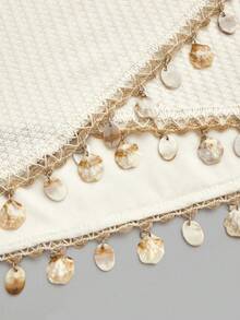 Breezaya Bộ đồ 2 món gồm áo croptop và chân váy ngắn ôm sát, chất liệu dệt kim họa tiết, có tua rua, thích hợp cho đi biển, kỳ nghỉ, lễ hội âm nhạc. - Màu be - Xem 7