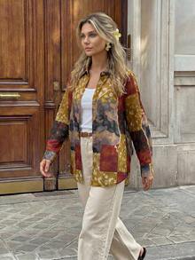 Hansera Nueva camisa de botones de manga larga con estampado para mujer, de primavera/verano - Multicolor - Ver 5