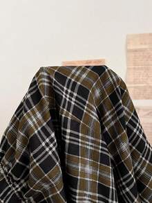 Attitoon Blusa con hombros descubiertos, volantes y cuadros en color café, top lindo para mujer - Café integral - Ver 6