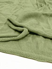 Vionelle Plus Size Solid Color Minimalist Knit Top, Suitable For Commuting - Green - View 5