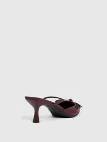CUCCOO SZL Women's Shoes Pointed Bow Stiletto Mule Shoes, Sweet And Elegant Style And Retro Modern Sense, The Details Of The Use Of Pointed Design, Bow Decoration, Stiletto And Mule Shoes Style, Function Can Add Feminine Charm, Easy To Wear And Take Off, Suitable For Dating, Afternoon Tea Or Urban Women's Daily Street Scenes, Suitable For Women Who Like Sweet Retro Style Crowd. - Burgundy - View 9