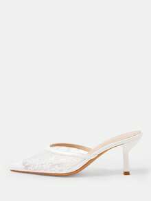 CUCCOO HITCHD Women's Pointed Toe Elegant Commuting High Heel Mules - White - View 9