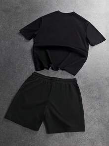 STYNVO Men's Casual Contrast Color Short Sleeve T-Shirt Set Men Two Piece Set Summer Two Piece Set Men Graphic Two Piece Set Athletic Two Piece - Multicolor - View 2