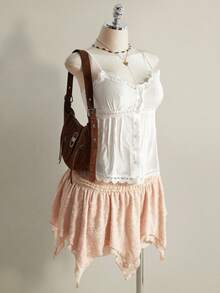 SHEIN ICON Große Größen Asymmetrischer Saum Rock, Musikfestival - Beige - Übersicht 4