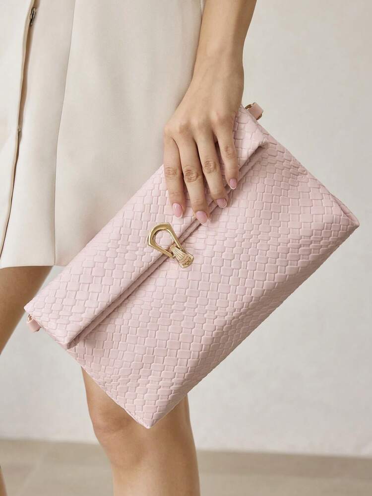 WOMEN'S EMBOSSED SQUARE CLUTCH BAG ENVELOPE BAG
