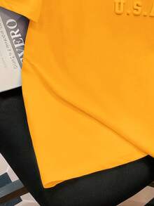 Manfinity Joysei Áo thun nam tay ngắn cổ tròn màu vàng, cỡ tiêu chuẩn, kiểu dáng thường ngày (chất liệu vải), thích hợp cho mùa hè. - Màu vàng - Xem 4