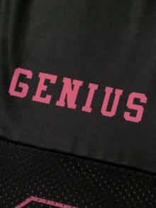 Aesthetic Post 男士休闲T恤，运动数字印花 - 黑色 - 查看 5