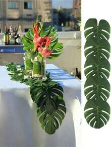 Artificial Palm Leaves, Large Leaf Placemats, Green Palm Leaf Party Decorations, Tropical Table Decor, Hawaiian Leaf Decorations, Wildlife Leaf Decorations, Artificial Plants - Green - View 7