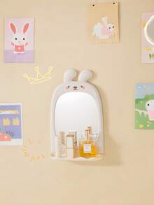 1PC Bunny Cartoon Makeup Mirror Suction Wall Bathroom Mirror Dorm High Value Cosmetic Mirror For Girls Women Home Decor - Multicolor - View 4