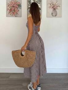 Siren Gaze 女士格子侧开衩下摆休闲无袖中长连衣裙 女士休闲夏季连衣裙 女士夏季连衣裙 女士野餐连衣裙 格纹夏季连衣裙 女士休闲连衣裙 女士夏季连衣裙 女士夏季套装 女士夏季服装 女士休闲连衣裙 女士休闲夏季连衣裙 女士度假服装 女士连衣裙 夏季假日服装 女士邮轮服装 女士吊带裙 女士夏季吊带裙 女士夏季休闲连衣裙 - 棕色 - 查看 5