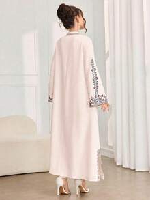 SHEIN Najma Đầm dạ hội lãng mạn sang trọng dành cho nữ, được gia cố bằng hạt cườm và in họa tiết định vị tình cảm. - Màu Hồng baby - Xem 2