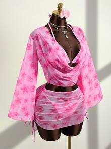 Zestiva 4件套假日沙滩雪纺防走光泳衣罩衫套装 - 彩色 - 查看 4