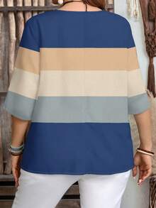 EMERY ROSE Women's Colorblock Minimalist Casual Short Sleeve Shirt - Multicolor - View 2