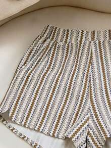 Franclia Women's Summer Striped Jacquard Elastic Waist Casual Shorts - Multicolor - View 3