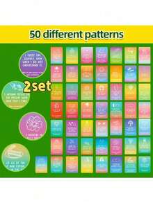 1套/2套 50张彩虹渐变肯定卡片 | 激励正能量自我鼓励互动卡片 - 均碼 - 查看 10