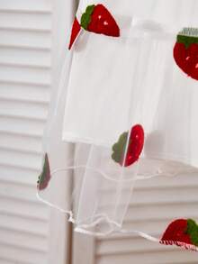 Đầm lưới thêu hình dâu tây cho bé gái (cỡ nhỏ), đầm chữ A dễ thương, thoải mái, có nơ, thích hợp cho kỳ nghỉ. - Nhiều màu - Xem 5