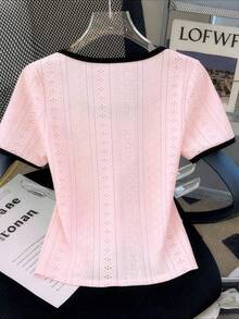 GlowEve CURVE 大码女式心形领T恤，适合情人节、生日、派对等场合穿着 - 粉色 - 查看 2