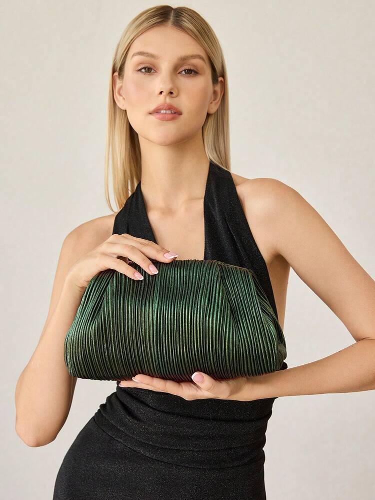LADIES CLUTCH BAG, EXQUISITE MINIMALIST PLEATED DINNER BAG
