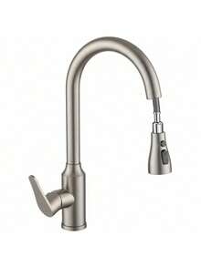 Kitchen Faucet With Pull-Out Spray Head, Kitchen Sink Mixer Faucet With 360° Rotation, Kitchen Mixer Faucet With 3 Spray Modes, Kitchen Mixer Faucet, Brushed Stainless Steel Kitchen Faucet. - Multicolor - View 8