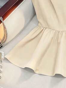 SHEIN Franclia 女士褶皱时尚工作通勤派对毕业日常修身吊带背心 - 米色 - 查看 6