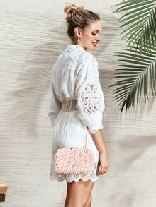 SHECARRY 女士手拿包，浪漫花朵手拿包，婚礼包，派对包，晚宴包。 - 淺粉色 - 查看 8