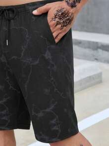 Manfinity Homme Men's Summer Casual Tie-Dye Print Shorts - Black - View 6