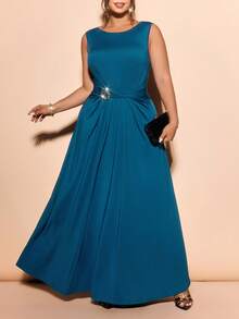 Cravure Plus Size Dresses - Teal Blue - View 1