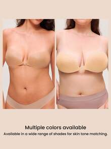 LUVLETTE Áo ngực không dây, không lưng, có lỗ thoáng khí, tự dính, có thể tái sử dụng, bằng silicon, nâng đỡ và tạo độ phồng, thích hợp cho đám cưới - xu hướng hiện nay. - gừng - Xem 8