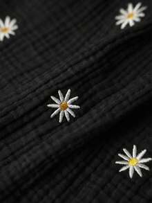 Boho Mama Áo hai dây bầu thêu hoa cúc - màu đen - Xem 3