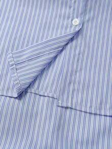 EMERY ROSE Plus Size Women's Regular Linen Striped Shirt - Multicolor - View 3