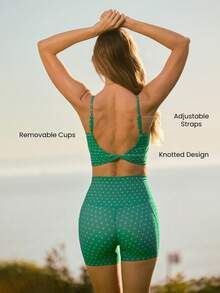 GLOWMODE FeatherFit™ Knot Going Anywhere Twisted Backless Tank Top Dukungan Ringan Dampak Rendah Yoga Harian Musim Semi Musim Panas - Hijau - View 2