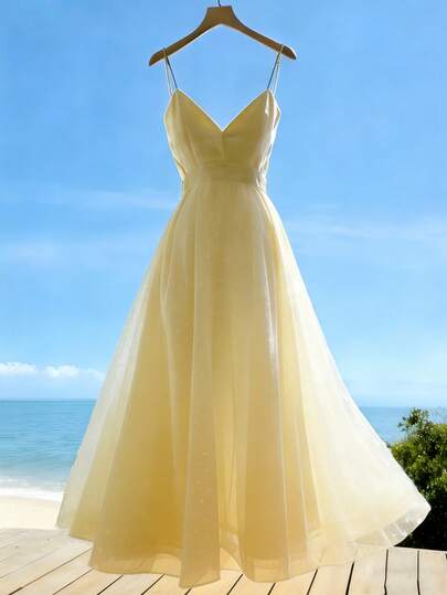 Franclia 女士优雅派对纯色吊带连衣裙