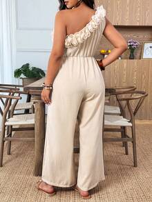 Weeklong Bộ jumpsuit thời trang, thoải mái, phong cách Pháp cổ điển, thanh lịch, thích hợp cho kỳ nghỉ, đi làm, với chi tiết bèo nhún ở vai. - Màu Khaki - Xem 2