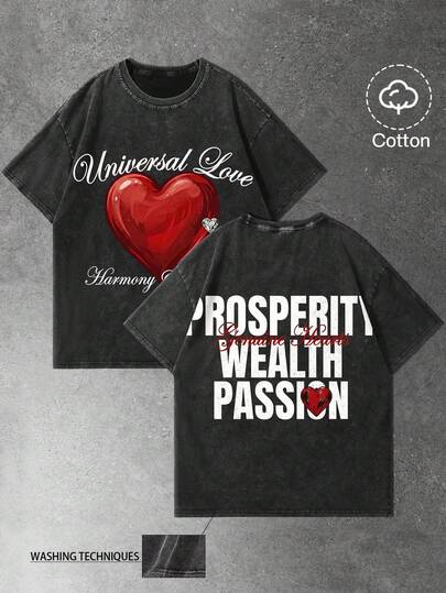 GENIUS ODE Men's Young Street Style, Ins-Inspired Cotton Minimalist Design, Slim Fit Cotton Lightly Distressed Washed Fabric Short Sleeve T-Shirt, Showcasing A Casual, Relaxed Street Style, Suitable For Daily Casual Wear, Leisure, Fashion Styling, Street Daily Life; Holiday Gift