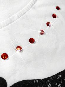 PAVTROS Camiseta de manga corta con estampado de rhinestones de moda callejera para hombres - Multicolor - Ver 2