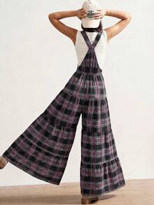 Bohemela 西部风度假休闲格子拼接阔腿吊带连体裤女式格子春季穿搭女式夏季穿搭 - 彩色 - 查看 2