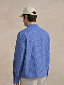 Courvante 男士休闲学院风刺绣格子衬衫，父亲节礼物，日常通勤 - 彩色 - 查看 2