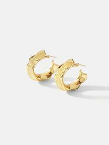 MOTF PREMIUM 菱形网状耳钉 女士秋冬独特小众轻奢气质耳环 - 金色 - 查看 4