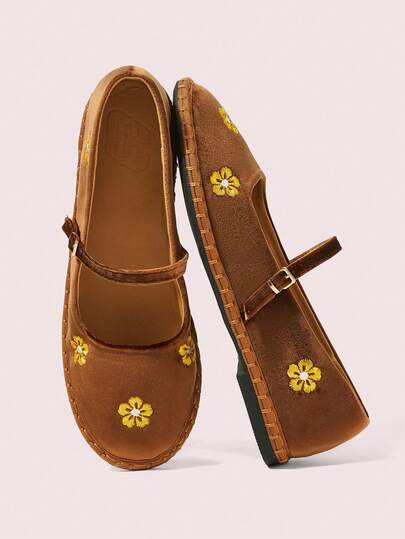 CUCCOO DOLLMOD 女士经典棕黄双条纹丝绒平底鞋