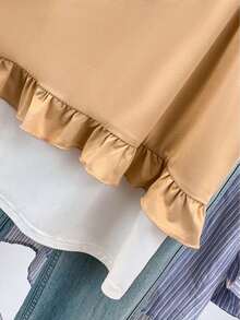 Resyla Women's Summer Casual Ruffle Hem 2 In 1 T-Shirt - Multicolor - View 3