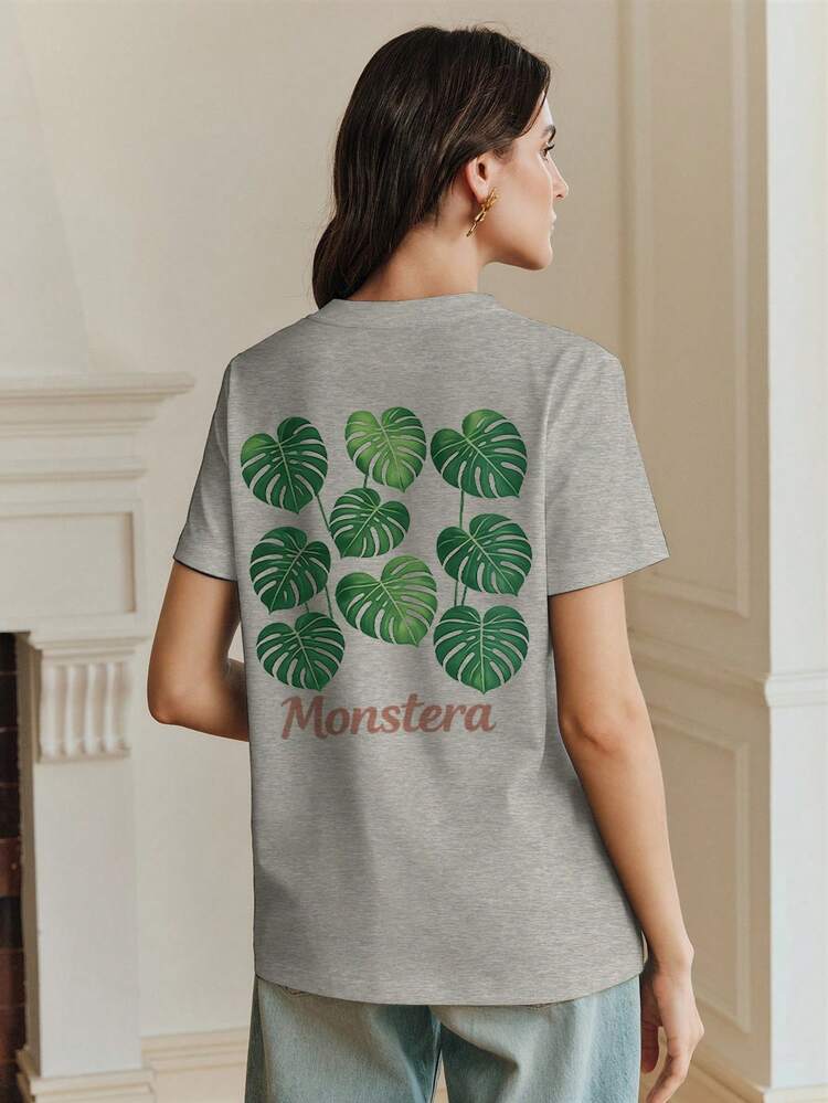 Women's Summer Fashion Vacation Beach Festival Casual Versatile Black Short Sleeve Carnival Pattern T-Shirt