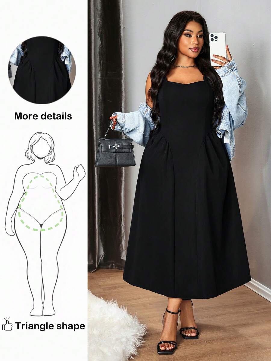 Truni Vestido maxi de talla grande con estilo vintage tipo palacio, estampado de paraguas, vestidos elegantes para mujer, vestidos vintage para fiesta, vestidos de mujer, vestidos negros para mujer, vestidos largos para mujer, vestidos de los años 50, vestido maxi, vestidos negros para mujer, vestidos de fiesta formales para mujer, vestidos formales, vestidos de graduación, vestido de corsé - Negro - Ver 1