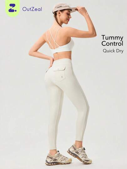 OutZeal Women's Solid Color High Waist Multi-Pocket Outdoor Leggings